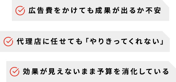 広告費をかけても成果が出るか不安　代理店に任せても「やりきってくれない」　効果が見えないまま予算を消化している